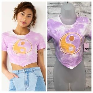 SO Tie Dye Crop Top Yin Yang Graphic Print 90s Y2K Size XS